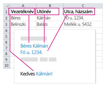 Körlevélmezőkbe felvett adatok