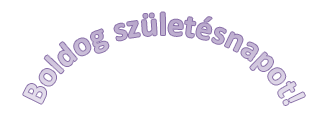 „Boldog születésnapot” szövegű íves WordArt-felirat.