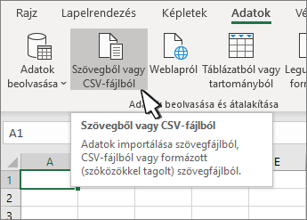 Szöveg/CSV kijelölése az Adatok lapról