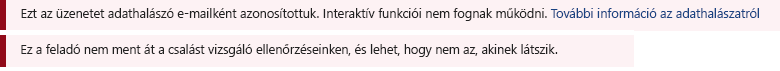 Képernyőkép az Outlook-üzenetekben látható vörös biztonsági sávról.