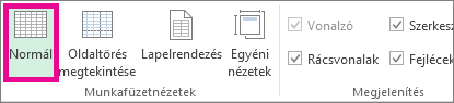 A Nézet lap Normál gombja