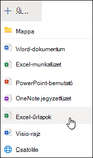 Excel-űrlap beszúrása a webes Excelben