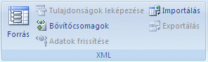 A menüszalag XML csoportja