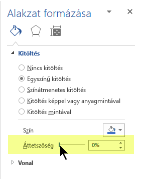 Az Áttetszőség csúszkát jobbra húzva állítsa be az áttetszőség fokát.