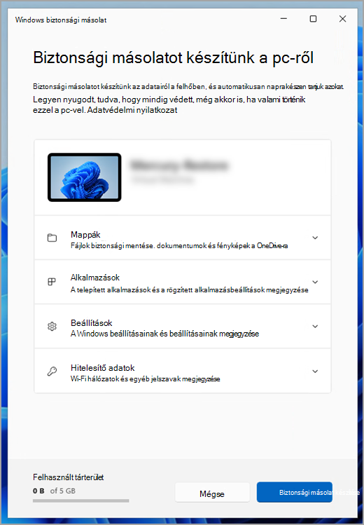Windows biztonsági másolat Windows 11.