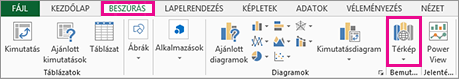 Térkép gomb a Beszúrás lapon