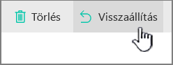 A SharePoint Online Visszaállítás gombja kijelölve