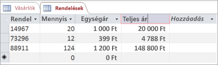 Mező elnevezése Access-táblában