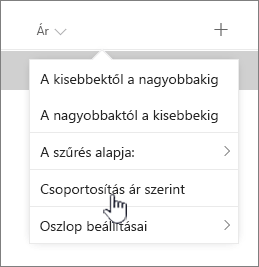 Groupby option on column header menu