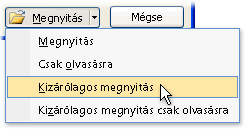 Fájl megnyitása kizárólagos módban