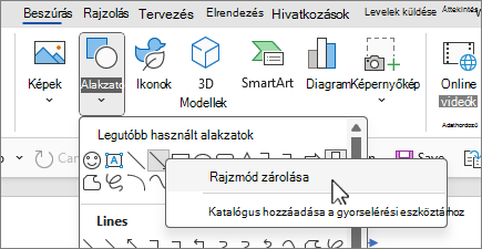 Alakzatok – Rajzmód zárolása képernyő