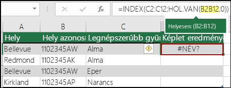 Egy tartományhivatkozásból hiányzó kettőspont által okozott #NÉV? hiba