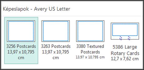Képeslapsablonok Avery US Letter kártyaívekhez
