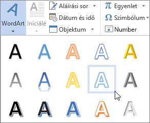 WordArt-beállítás választása