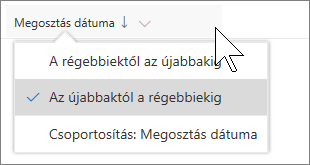 Képernyőkép a "Velem megosztva" nézet OneDrive Vállalati verzió