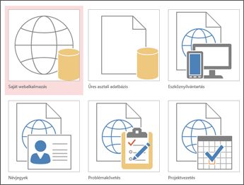 A Sablonok nézet a kezdőképernyőn az Accessben
