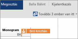 A Word Online-ban láthatja, hogy a többi szerző a dokumentum mely pontján dolgozik