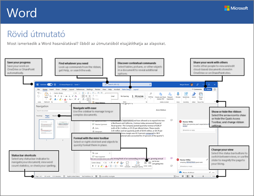 Rövid útmutató a Word 2016-hoz (Windows)