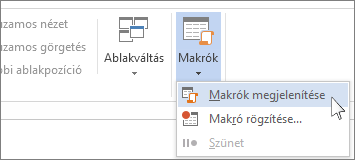 A Makrók megjelenítése parancs