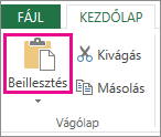 A Vágólap csoport Beillesztés gombja