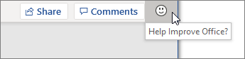 Válassza a Szívesen segítene az Office továbbfejlesztésében? ikont a Word ablakának tetején, ezzel megnyitja a Visszajelzés ablaktáblát.