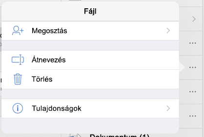 A fájl átnevezéséhez koppintson a 3 pont gombra, és válassza az Átnevezés lehetőséget