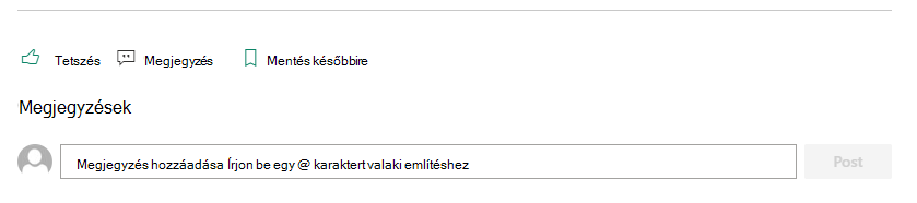 A SharePoint-lap Megjegyzések szakasza lehetővé teszi, hogy az olvasók visszajelzést adjanak a szerzőnek.