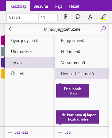 A OneNote Lap hozzáadása gombjának képe