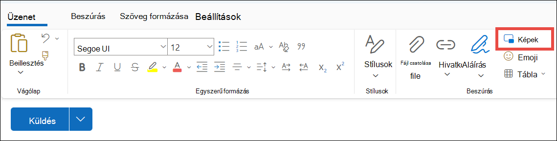 Képek beszúrása az Új Outlookban