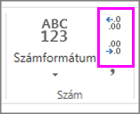 A tizedeshelyek számának növelése és csökkentése a számformátumban