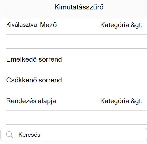 Kimutatás rendezési szűrője iPaden