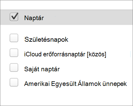 iCloud-naptár az Mac Outlook 2016