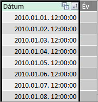 Dátumoszlop a Power Pivotban