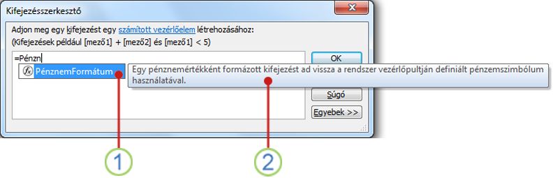 Az IntelliSense legördülő listája és a gyors tipp.