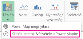 Kijelölt adatok felvétele a Power Mapbe parancs