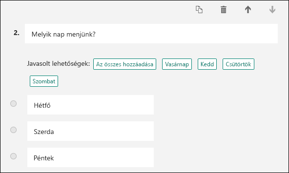 Kérdés javasolt válaszlehetőségeinek kijelölése