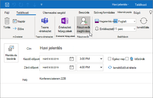 Találkozó ütemezése az Outlookban