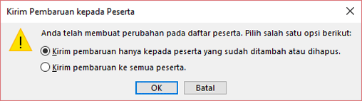 Anda dapat memilih apakah akan mengirim pembaruan kepada semua peserta.