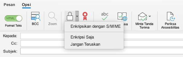 Opsi Enkripsi dengan S/MIME