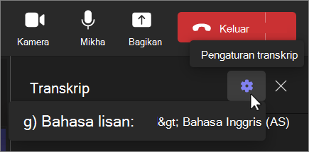 Mengubah layar bahasa transkrip