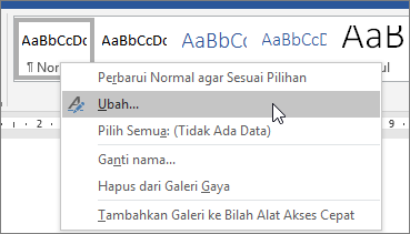 Klik kanan gaya Normal, dan pilih Ubah