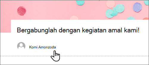 Cuplikan layar kotak Penulis di dalam publikasi.