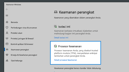 Tautan detail prosesor keamanan