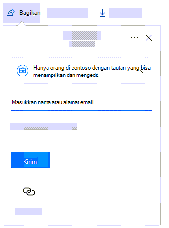 Cuplikan layar kotak dialog berbagi yang menampilkan tautan berbagi untuk orang-orang dalam organisasi.