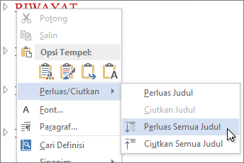 Mengklik kanan menu