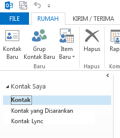 Di bawah Kontak Saya, klik kanan pada folder Kontak.