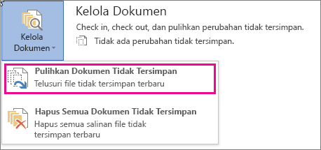 Pulikan Dokumen yang Tidak Tersimpan Office 2016