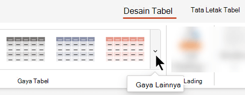 Pilih panah menurun Lainnya untuk membuka galeri penuh gaya tabel.