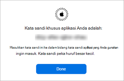 Cuplikan layar kata sandi khusus aplikasi