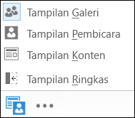 Cuplikan layar memilih sebuah tampilan dengan Tampilan Galeri yang dipilih